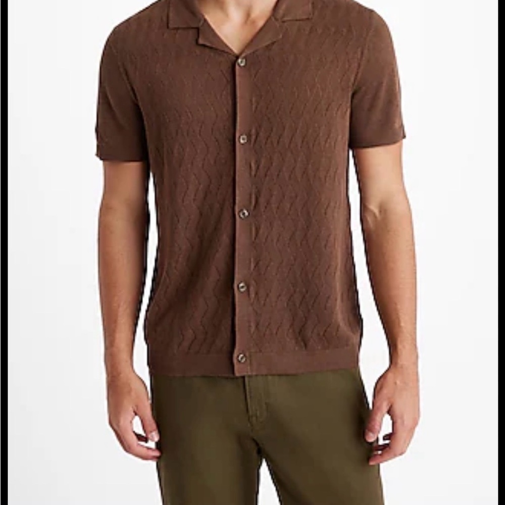 Express Casual Brown Button-Down Shirt